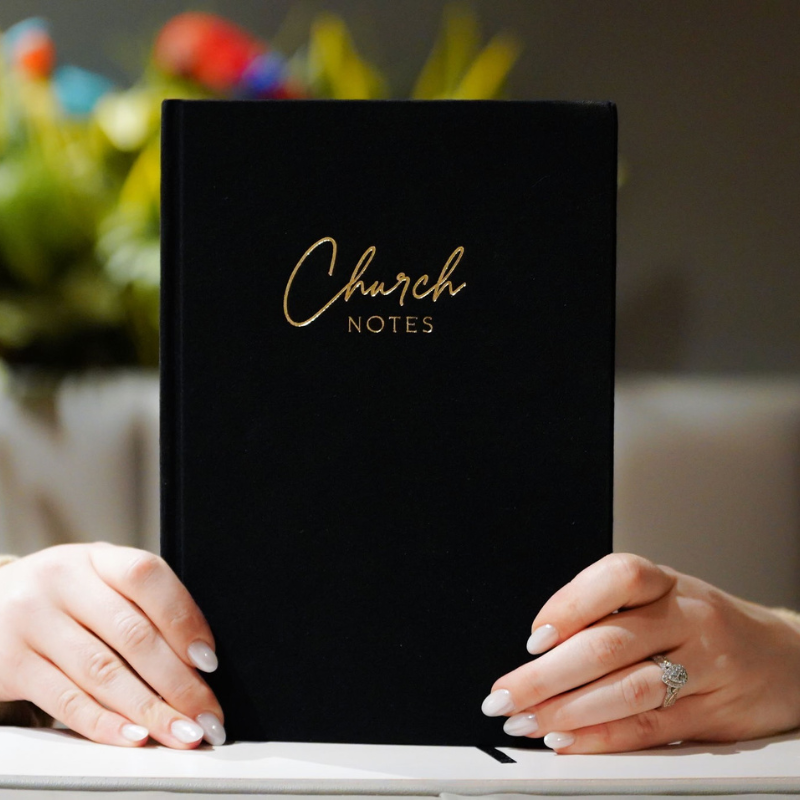 Luxury Christian planner with gold spiral binding