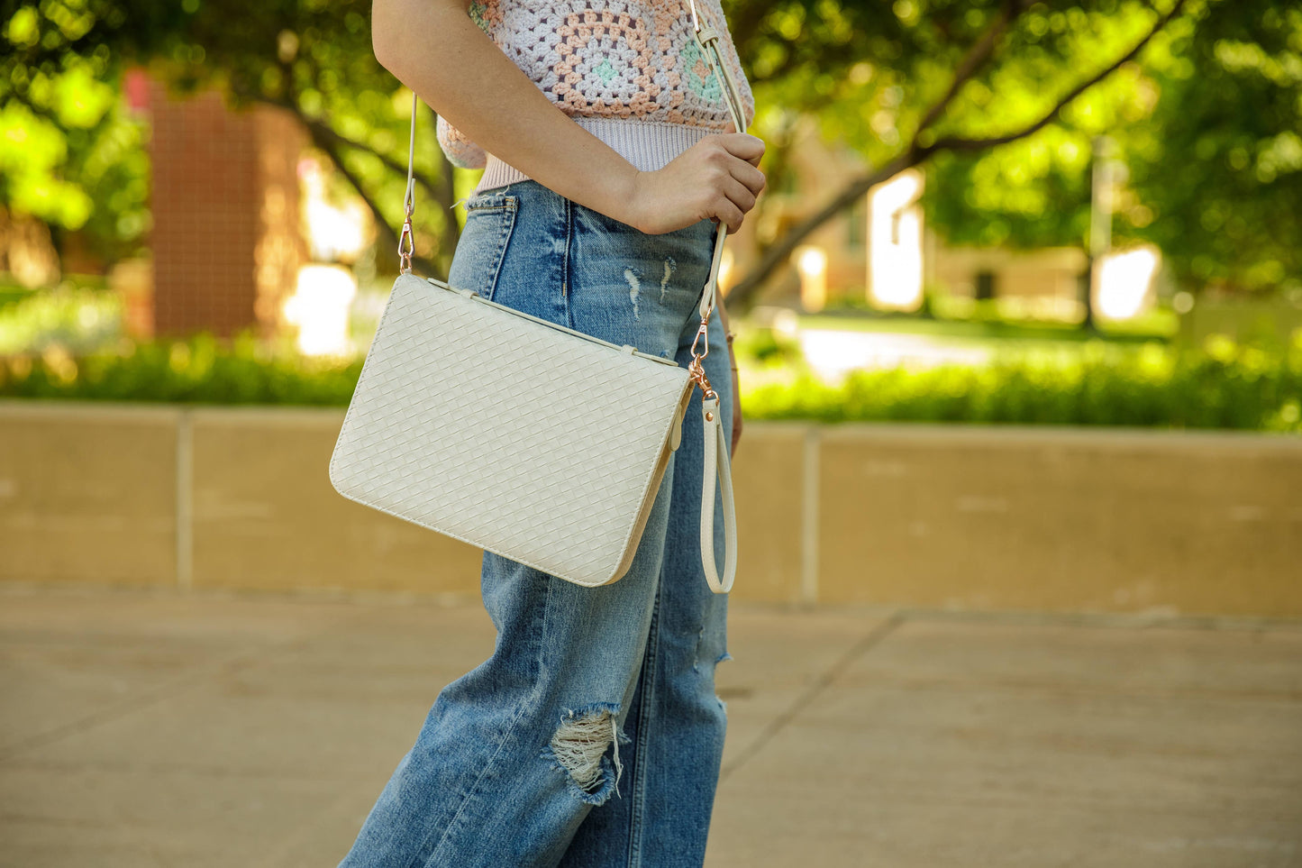 Bible Cover Crossbody Pearl